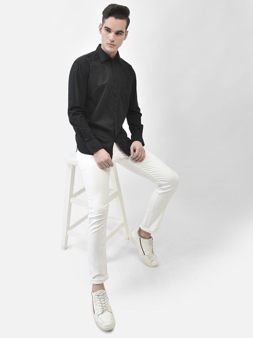 

Crimsoune Club Slim Fit Cotton Casual Shirt, Black
