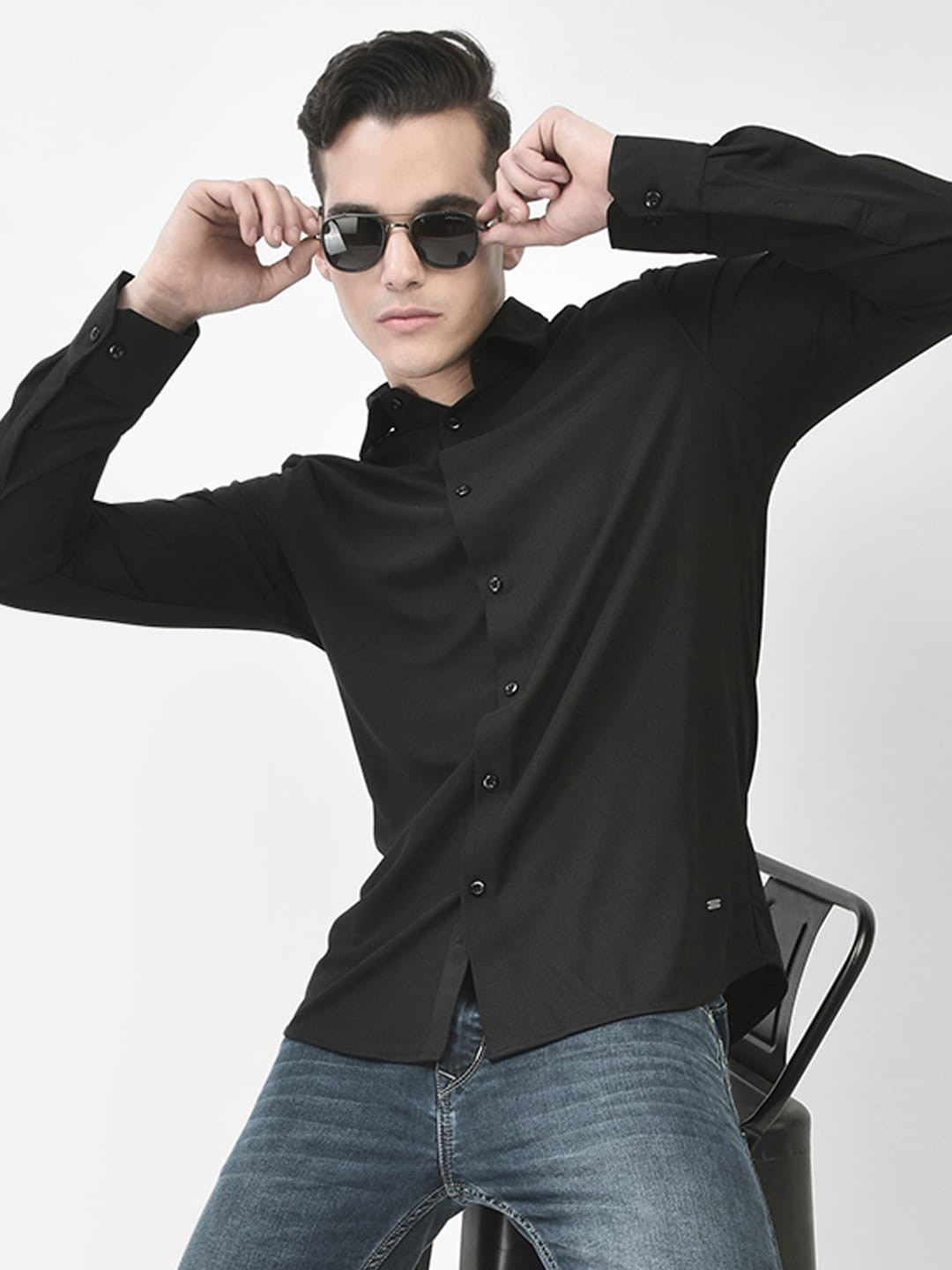 

Crimsoune Club Slim Fit Long Sleeves Casual Shirt, Black