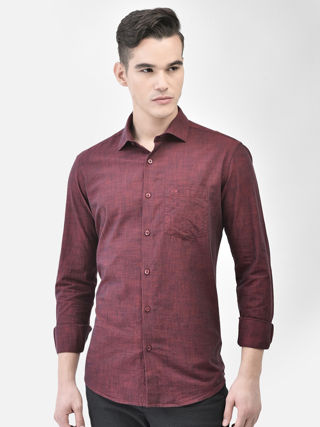 

Crimsoune Club Slim Fit Cotton Casual Shirt, Maroon
