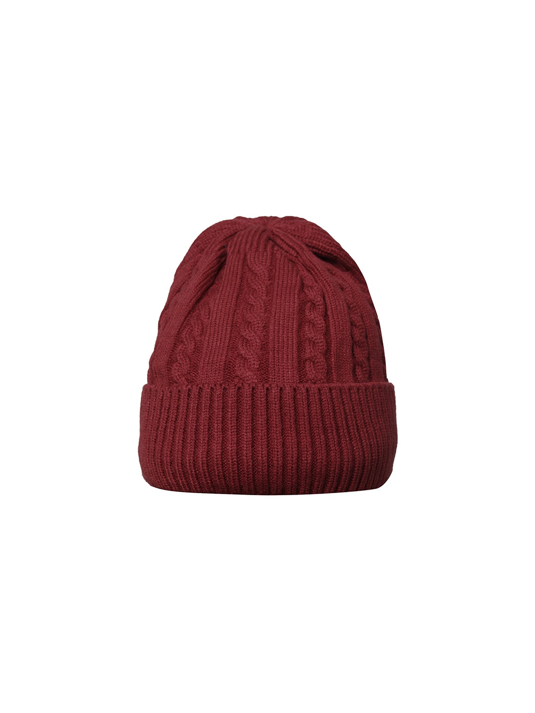 

LOOM LEGACY Men Self Design Acrylic Wool Beanie, Red