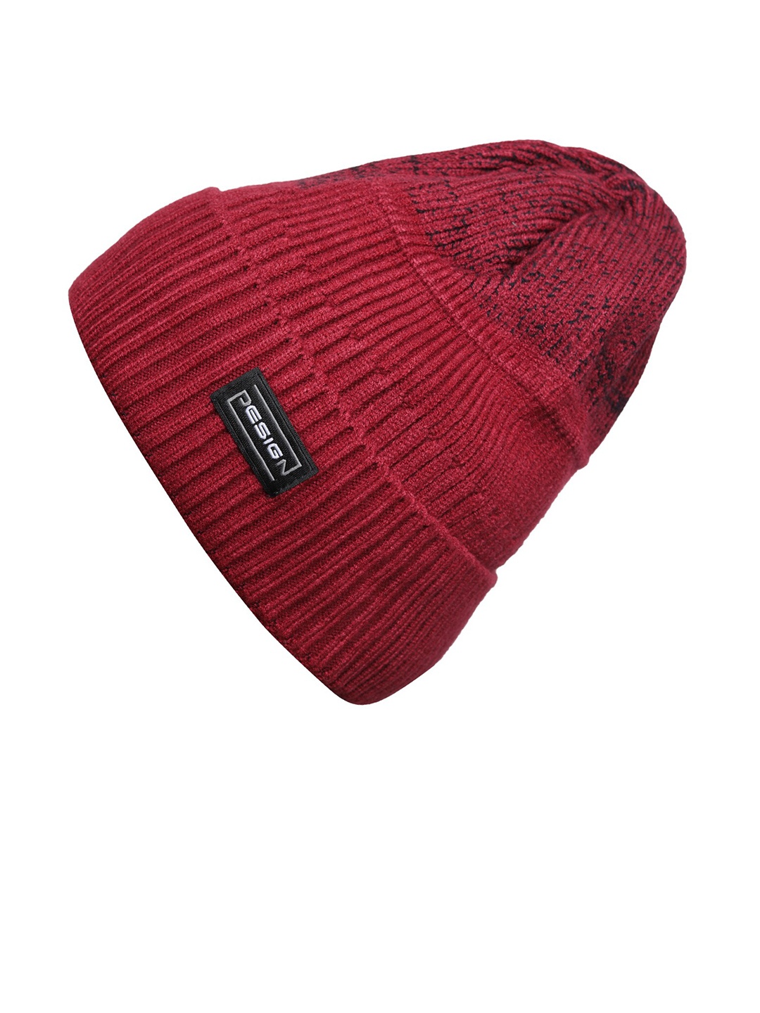 

LOOM LEGACY Men Self Design Acrylic Wool Beanie, Red