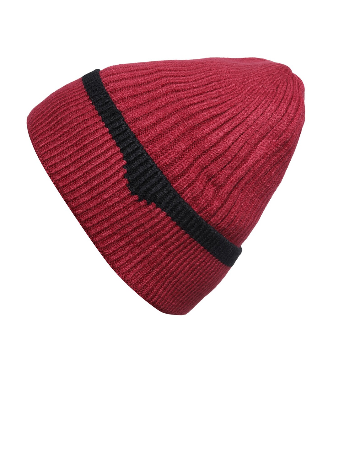 

LOOM LEGACY Men Self Design Acrylic Wool Beanie, Red