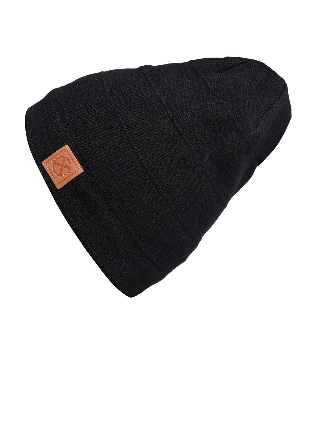 

LOOM LEGACY Men Self Design Acrylic Wool Beanie, Black