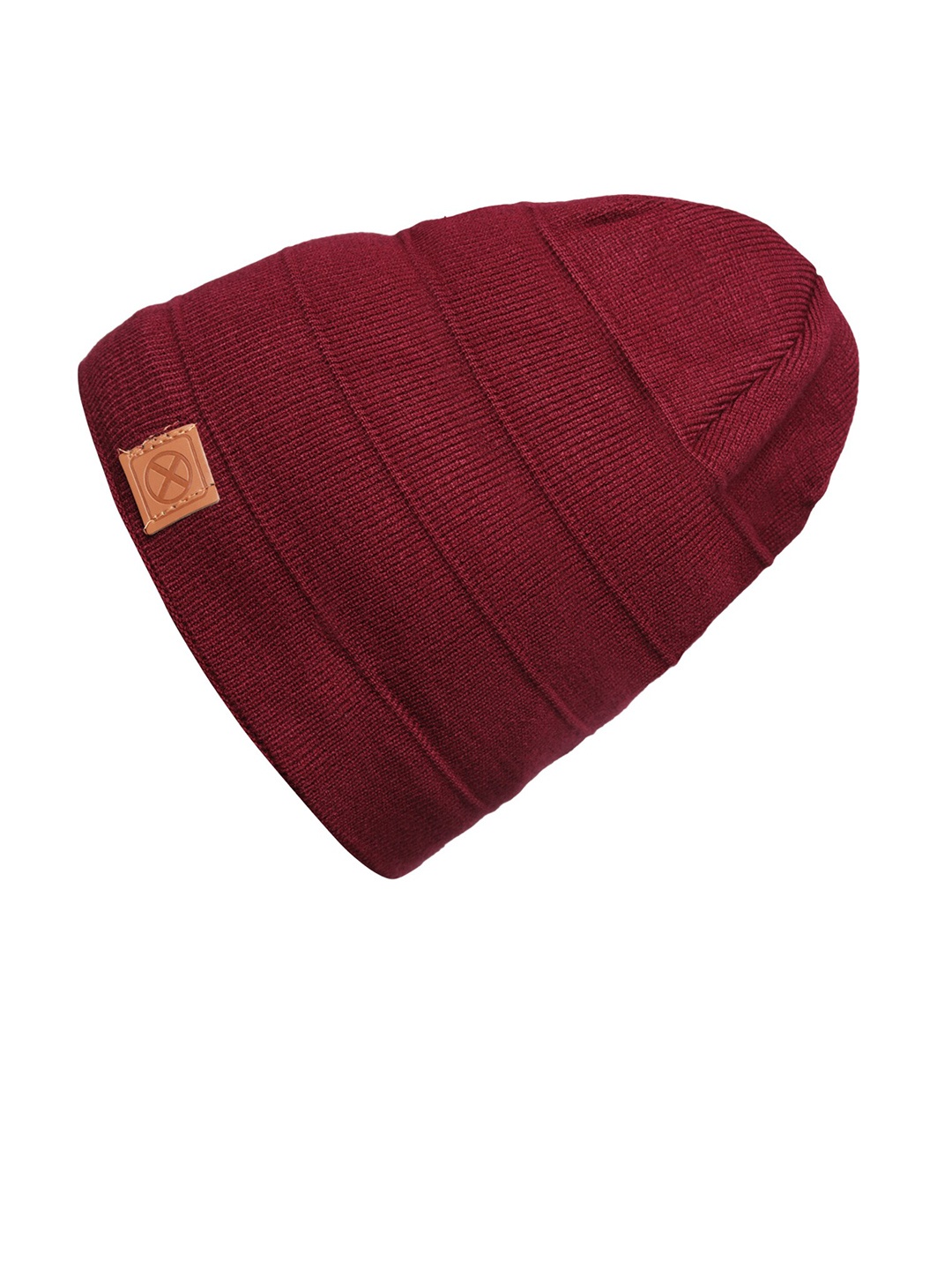 

LOOM LEGACY Men Self Design Acrylic Beanie, Red