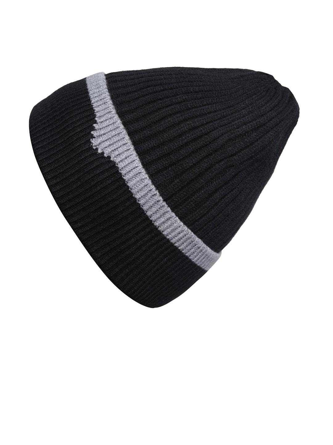 

LOOM LEGACY Men Self Design Acrylic Beanie, Black