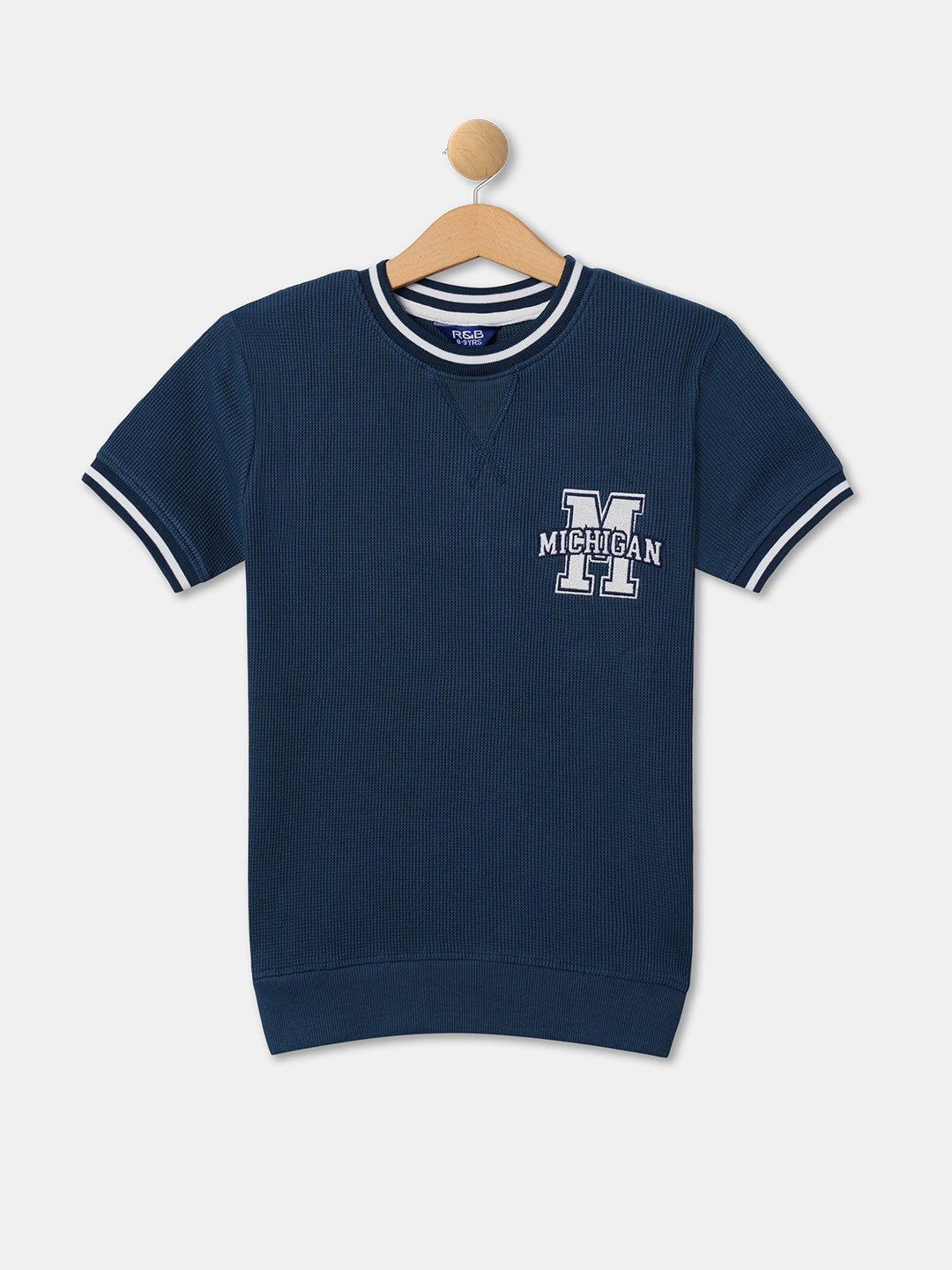 

R&B Boys Applique Cotton Casual T-shirt, Blue