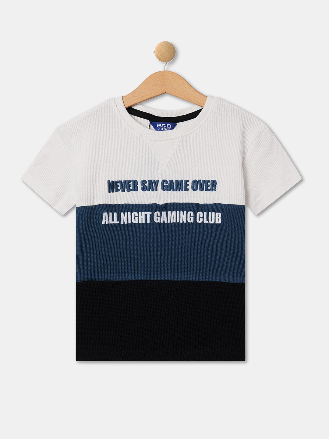 

R&B Boys Colourblocked Cotton Casual T-shirt, White