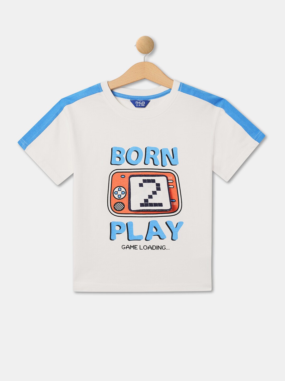 

R&B Boys Typography Printed Cotton T-shirt, White