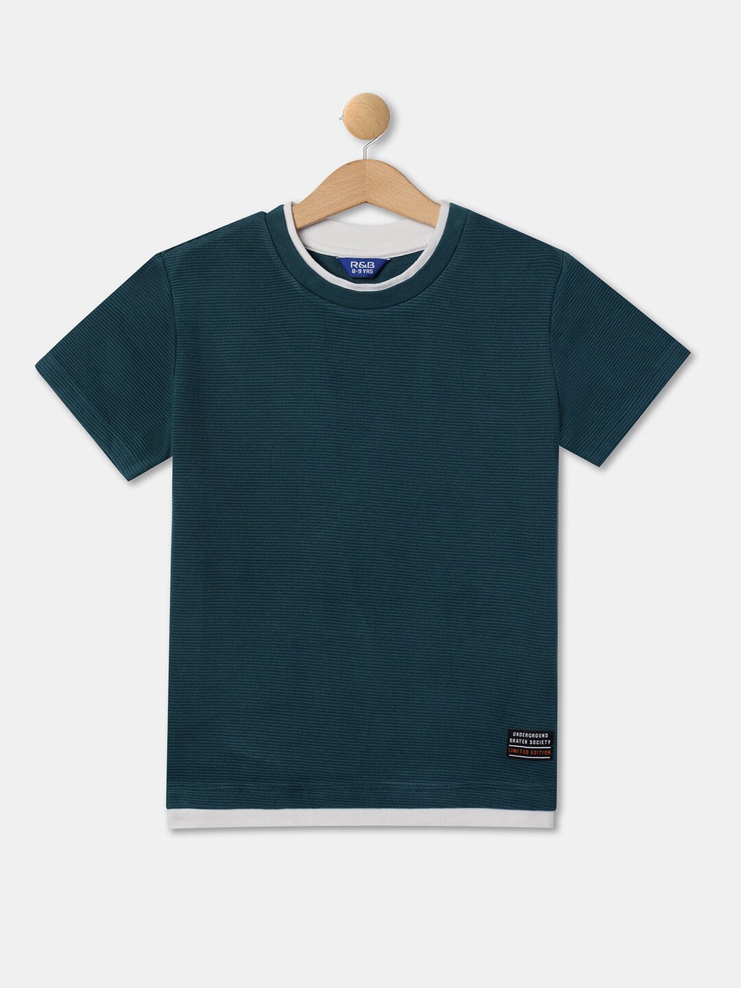

R&B Boys Round Neck Cotton Casual T-shirt, Green