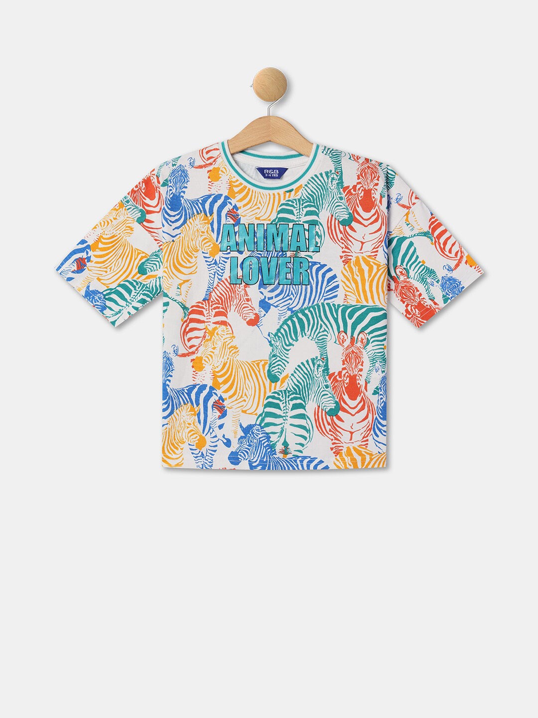 

R&B Boys Floral Printed Cotton Casual T-shirt, White