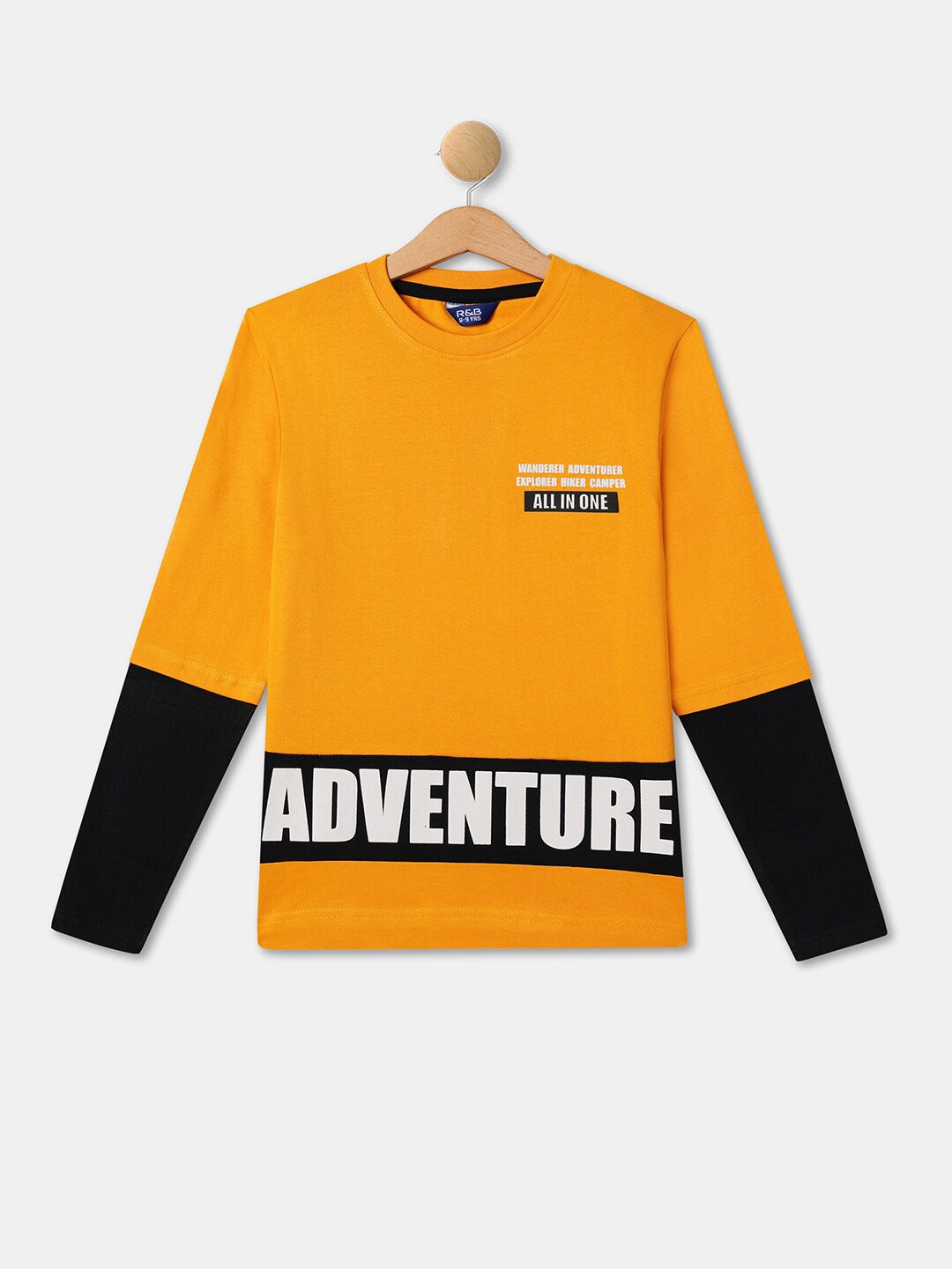 

R&B Boys Typography Printed Cotton Casual T-shirt, Yellow