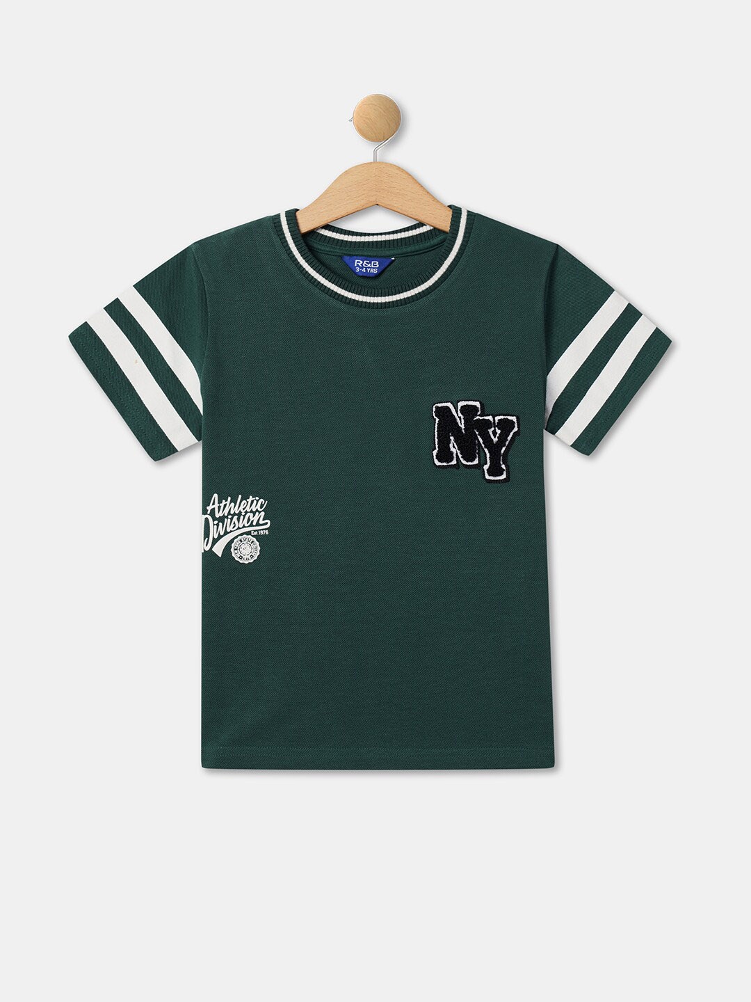 

R&B Boys Applique CottonT-shirt, Green
