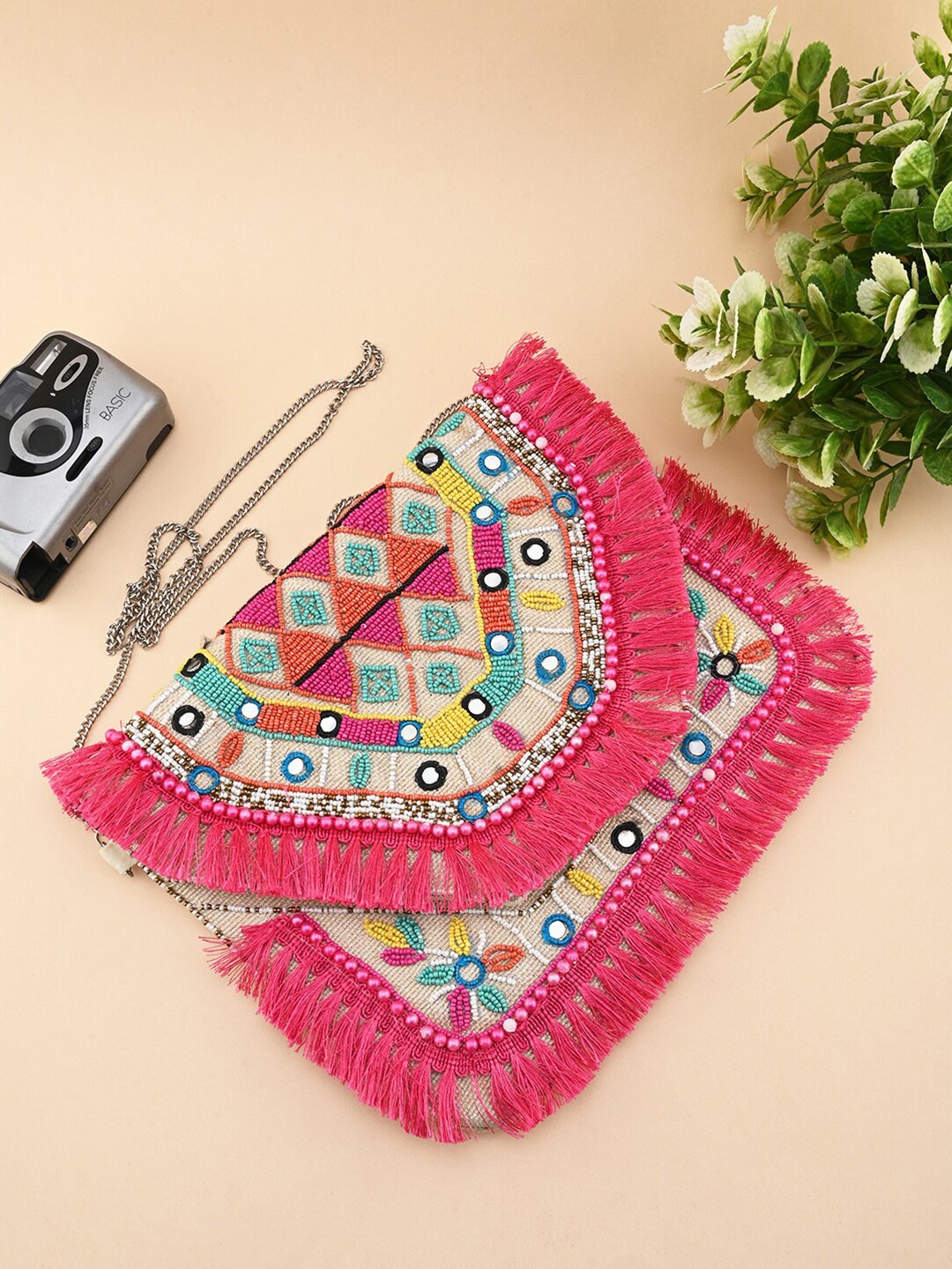 

gaura pakhi Embellished Envelope Clutch, Pink