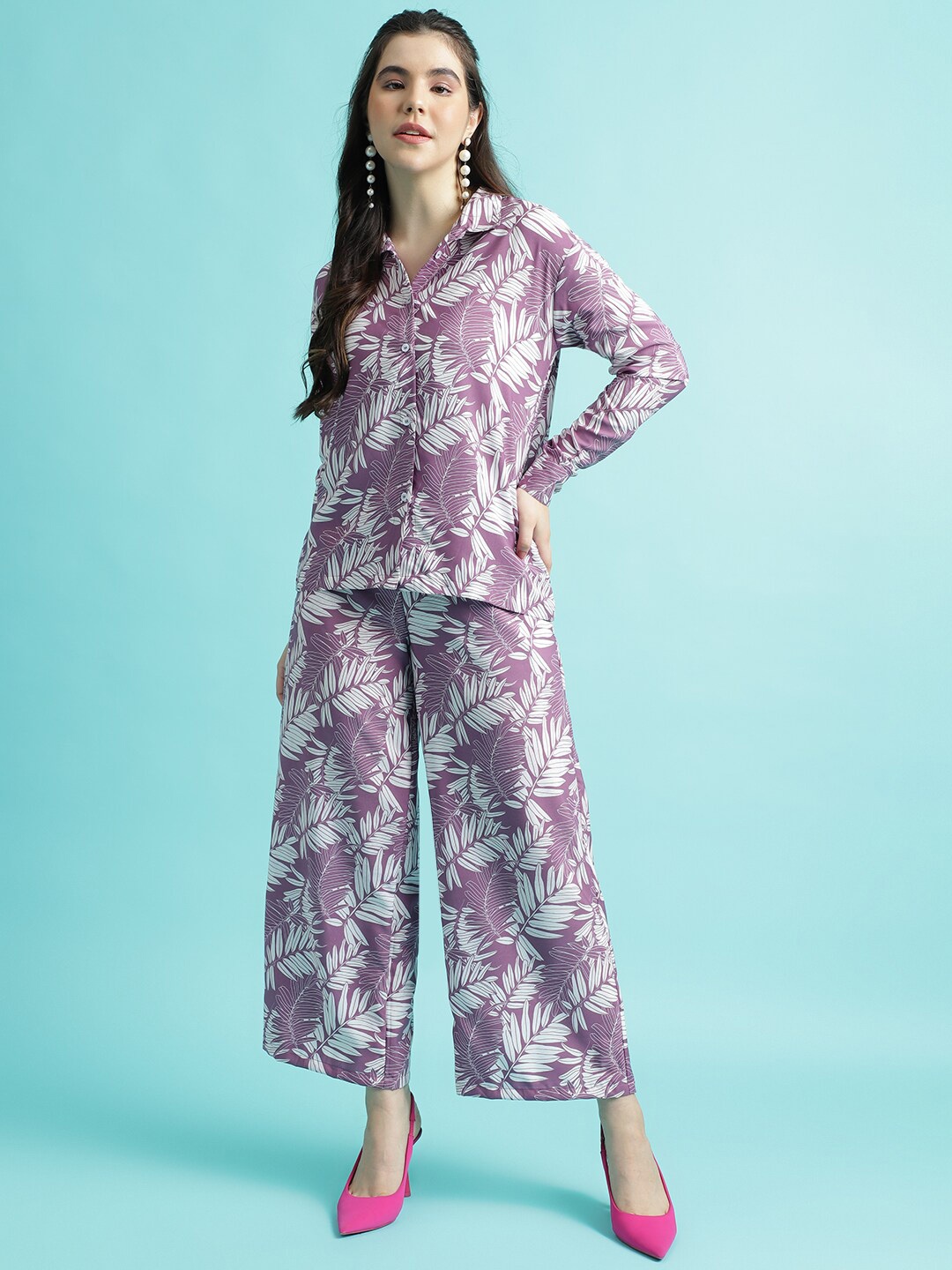 

J Turritopsis Floral Printed Shirt & Trouser, Lavender