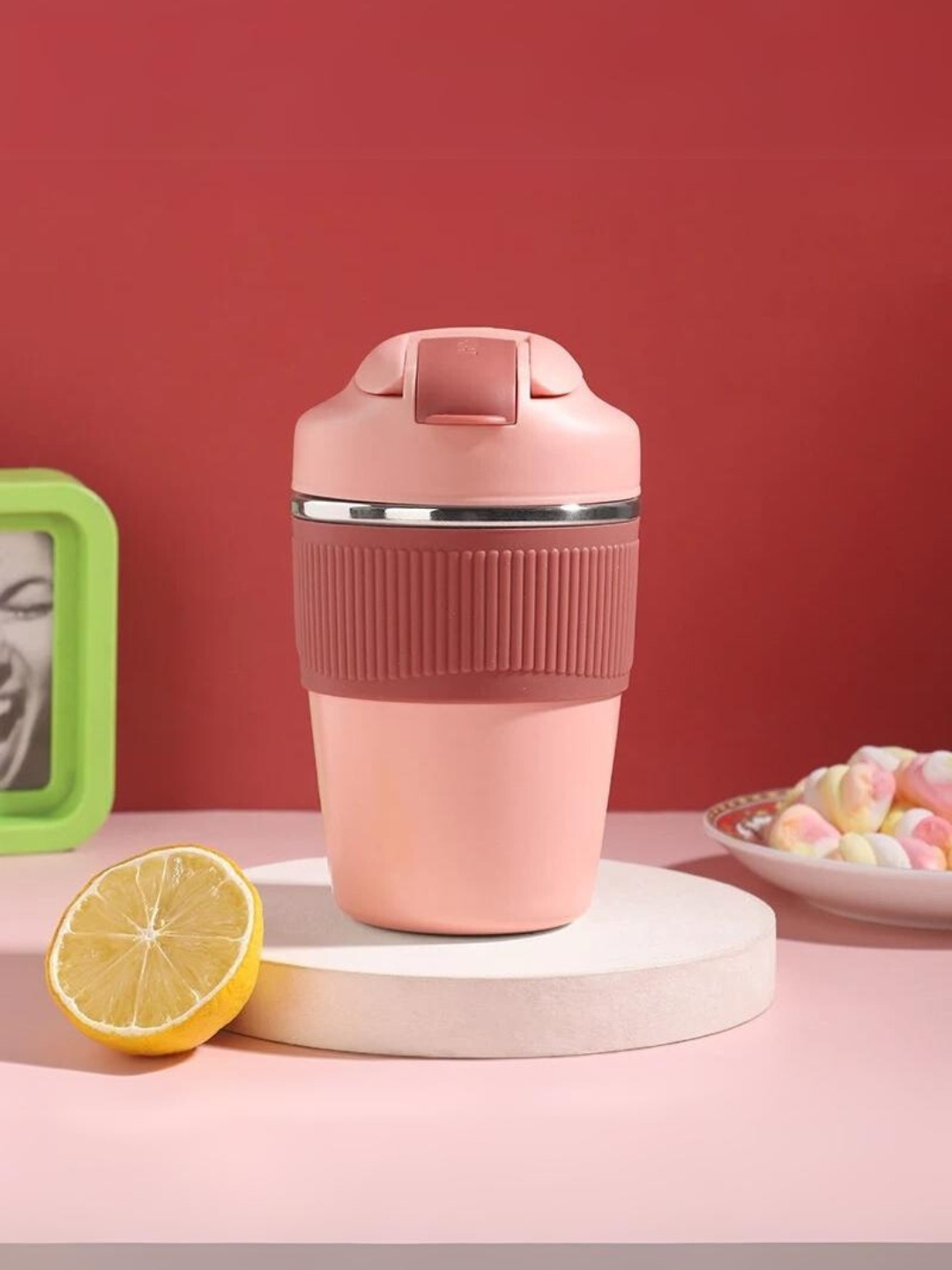 

YELONA Pink Insulated Stainless Steel Coffee Tumbler 350 ml