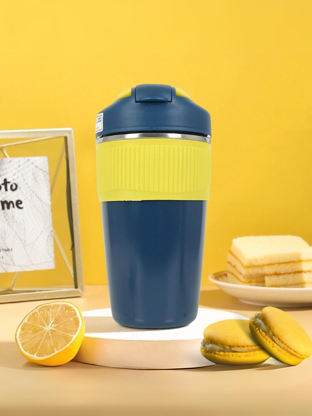 

YELONA Blue & Yellow Insulated Stainless Steel Coffee Tumbler 480 ML