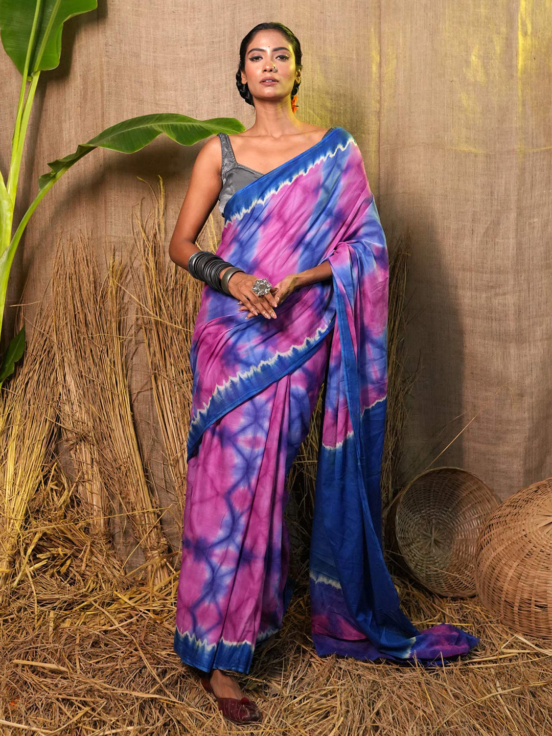 

Unnati Silks Tie and Dye Pure Cotton Handloom Leheriya Saree, Pink