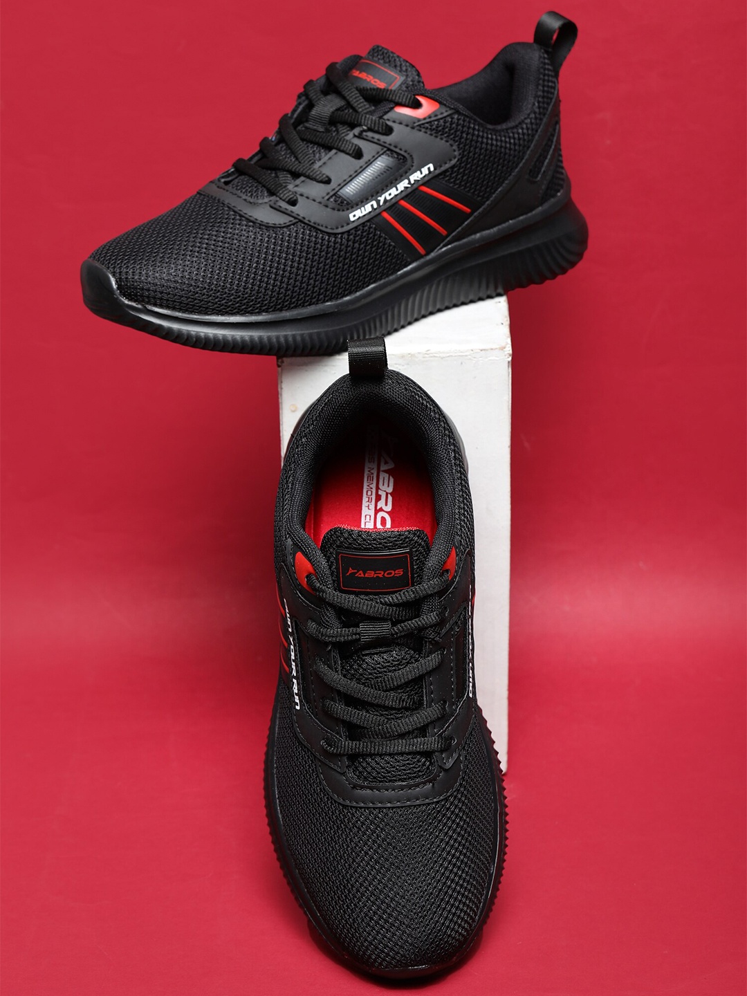 

ABROS Men Chris Lace-Up Running Shoes, Black