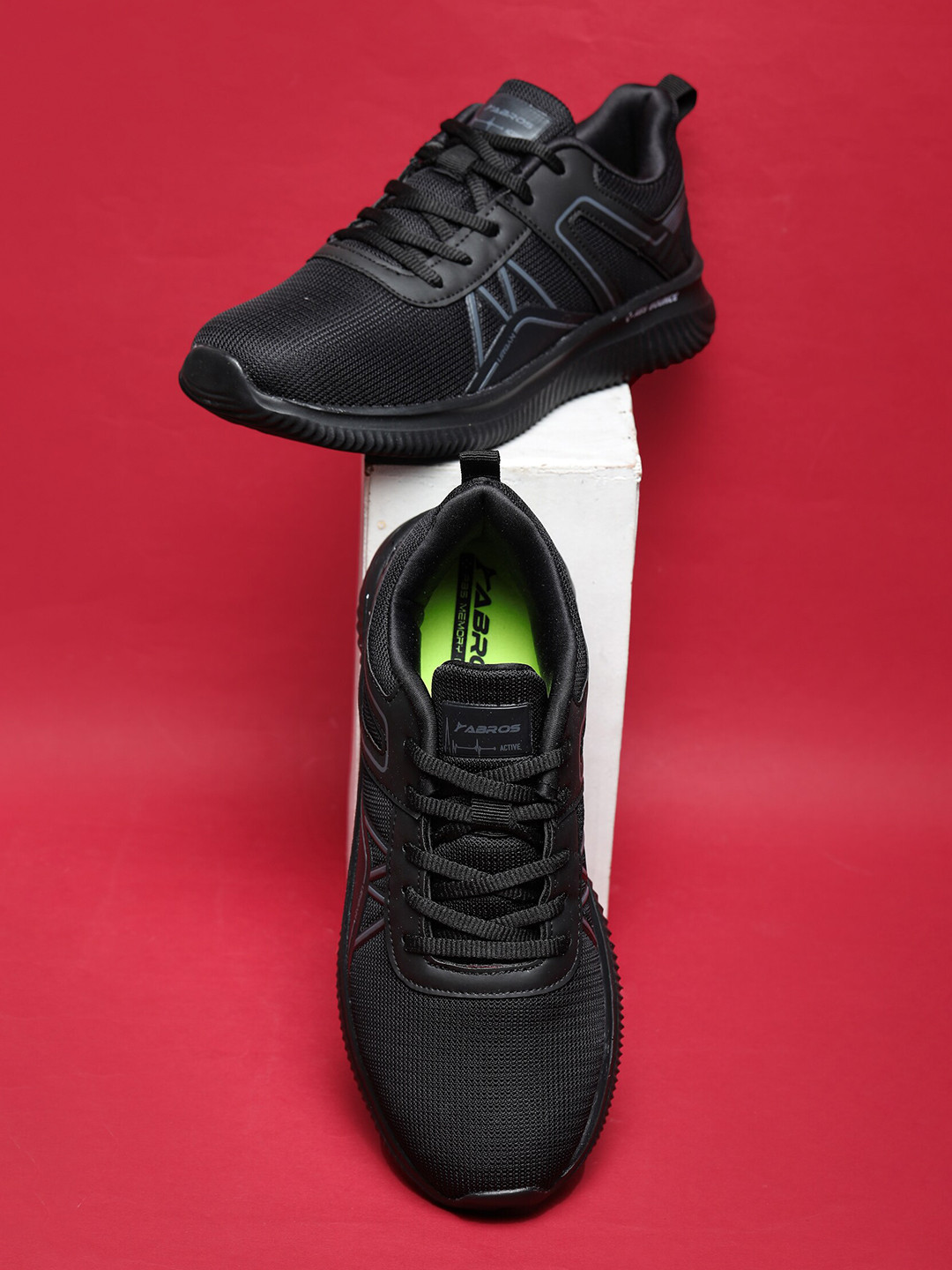 

ABROS Men SMITH Mesh Running Shoes, Black