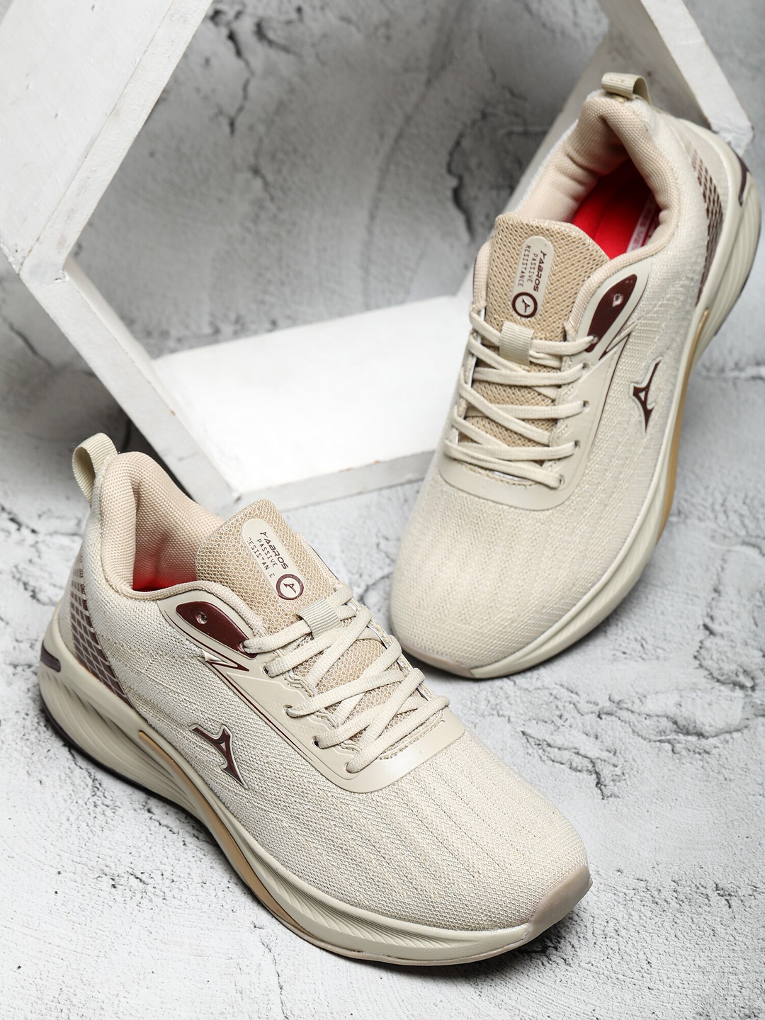 

ABROS Men SLAYER Mesh Running Shoes, Cream