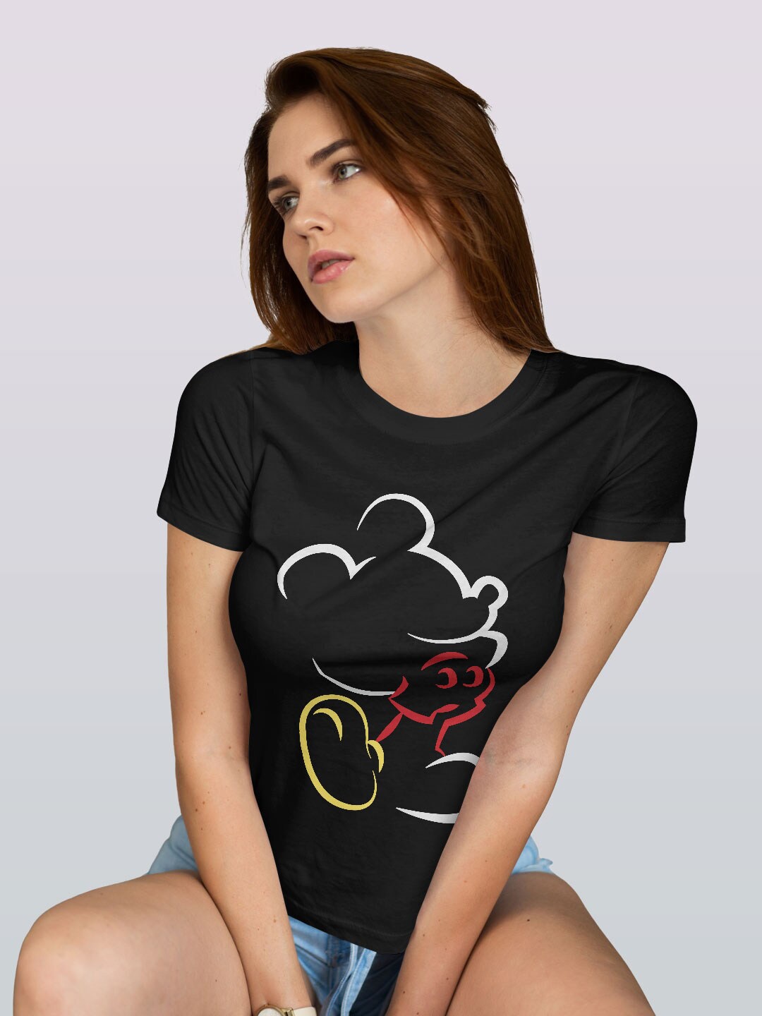 

macmerise Mickey Mouse Printed Bio Finish Cotton T-shirt, Black