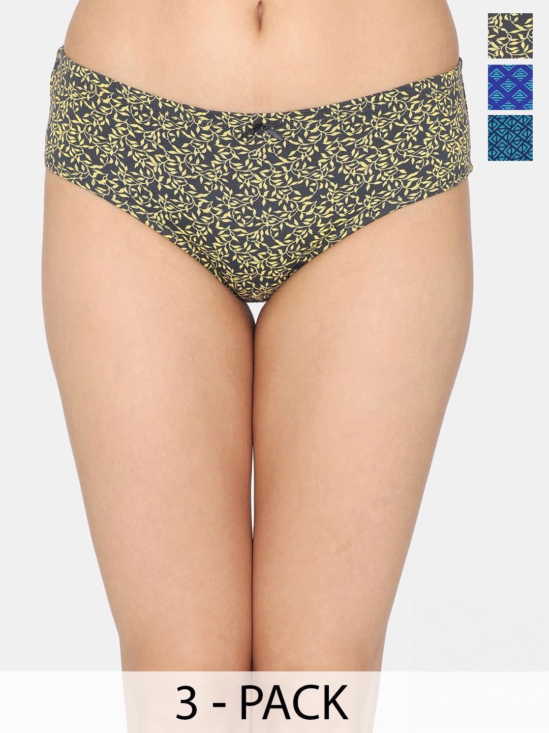 

Zivame Pack Of 3 Anti-Microbial Hipster Briefs, Blue