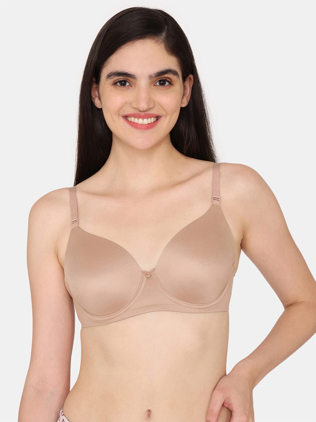 

Zivame Medium Coverage Underwired Lightly Padded Bra All Day Comfort, Beige