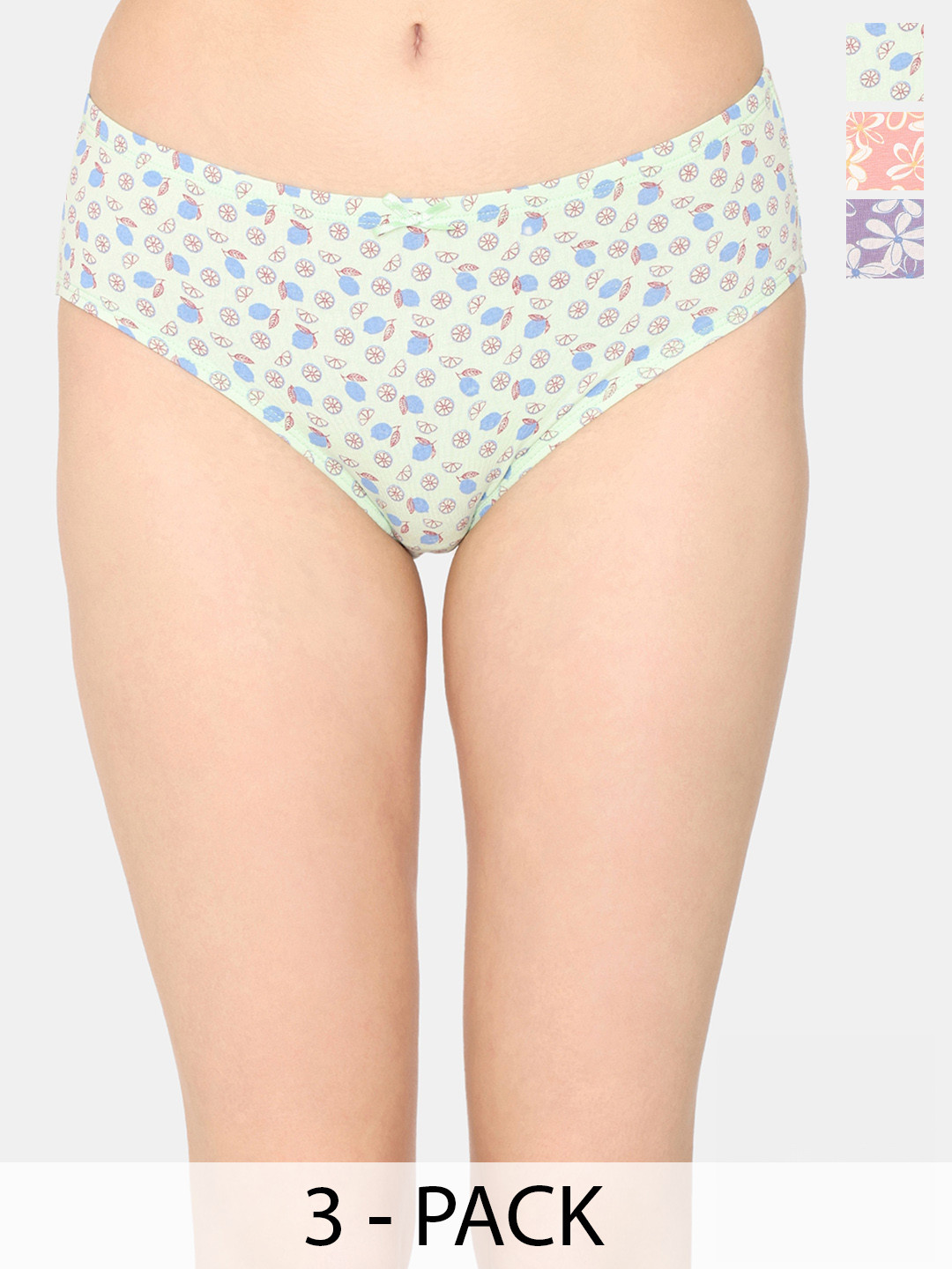 

Zivame Pack Of 3 Anti-Microbial Hipster Briefs, Green