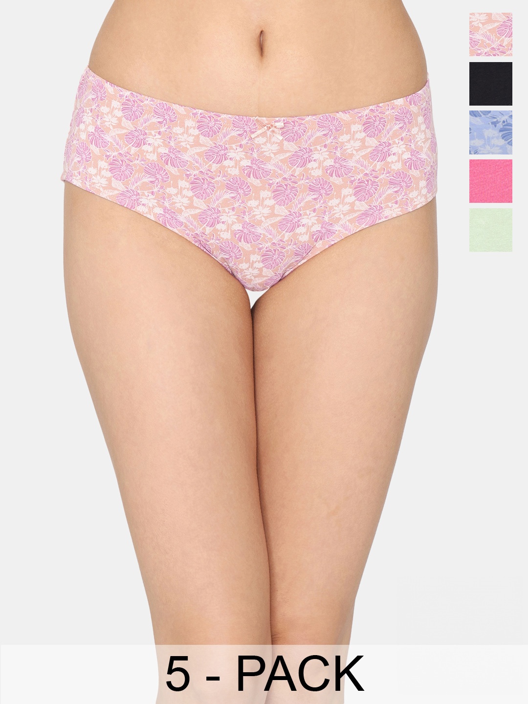 

Zivame Pack Of 5 Anti Microbial Hipster Briefs ZI2850FASHZORNG, Pink