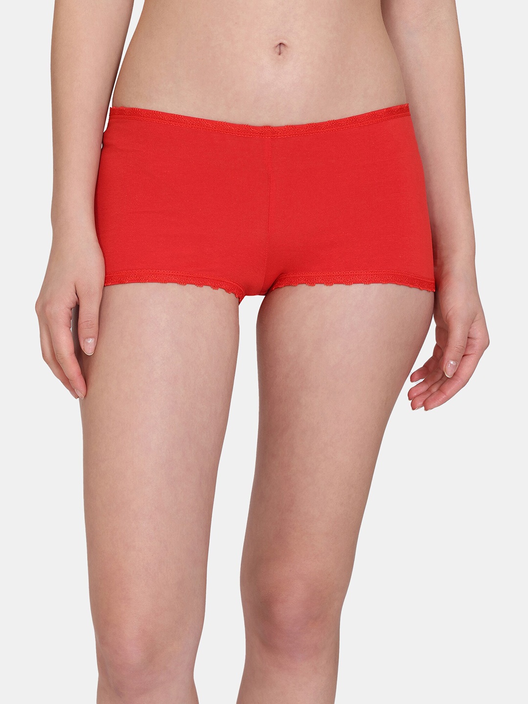 

Zivame Mid-Rise Anti Microbial Boy Shorts Briefs, Red