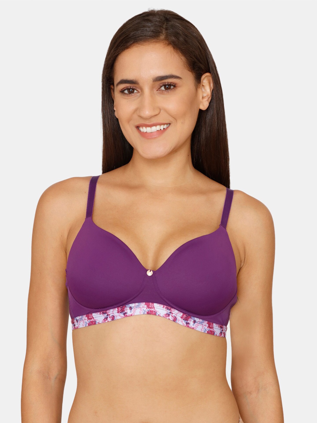 

Zivame Medium Coverage Lightly Padded T-Shirt Bra All Day Comfort, Purple