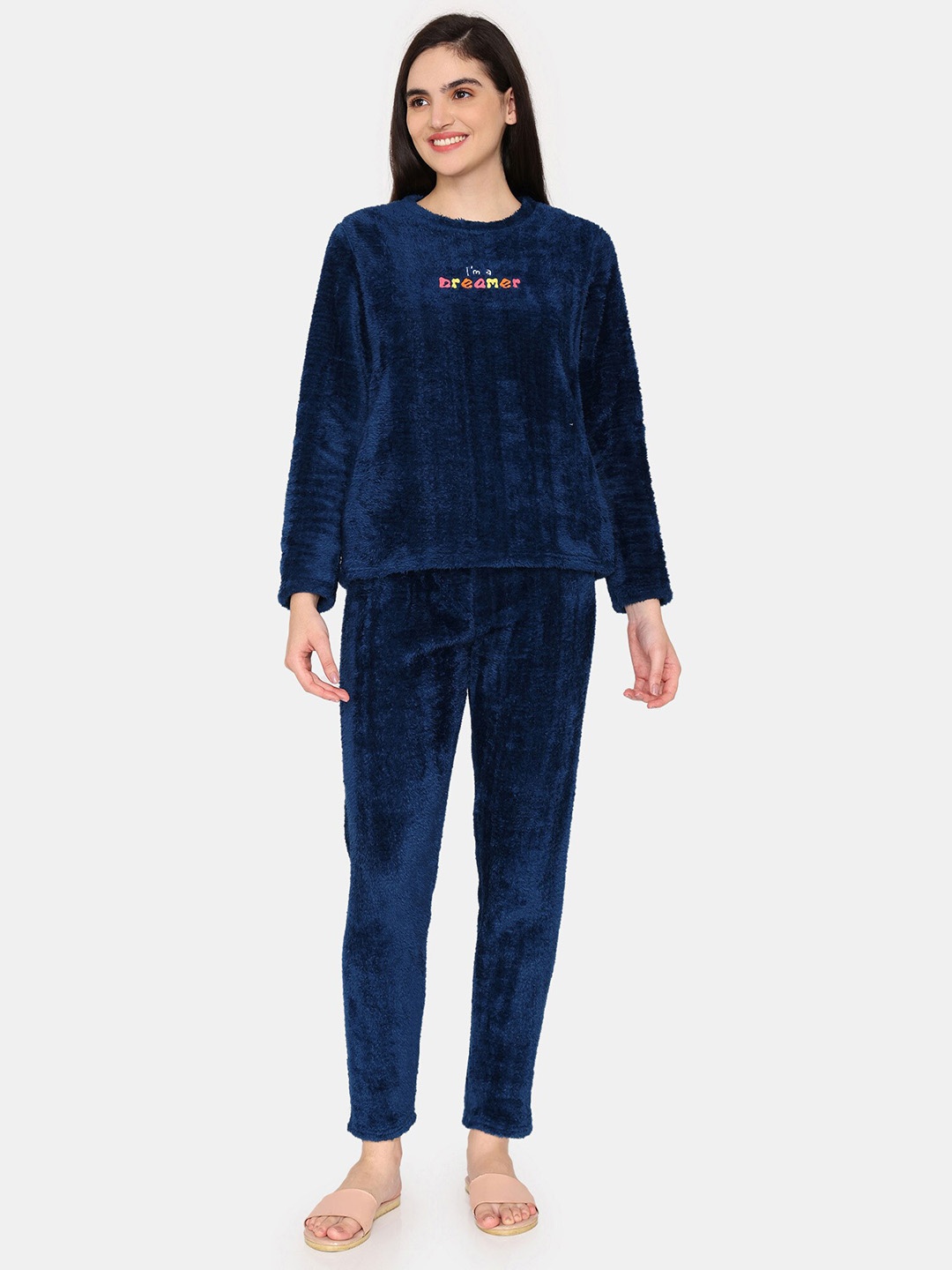 

Zivame Typography Printed Night suit, Blue