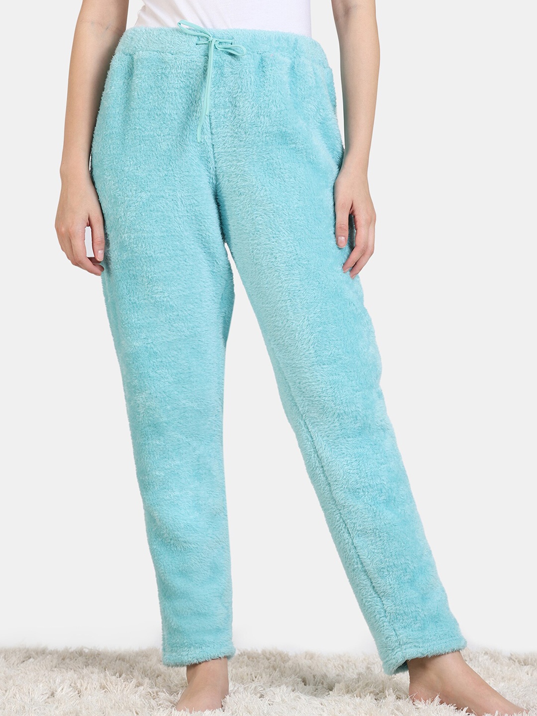 

Zivame Women Self Design Mid-Rise Lounge Pant, Blue