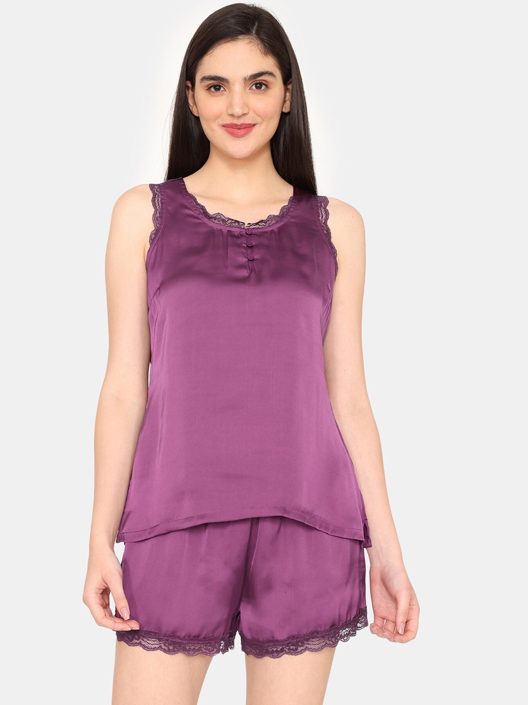 

Zivame Sleeveless Night suit, Purple