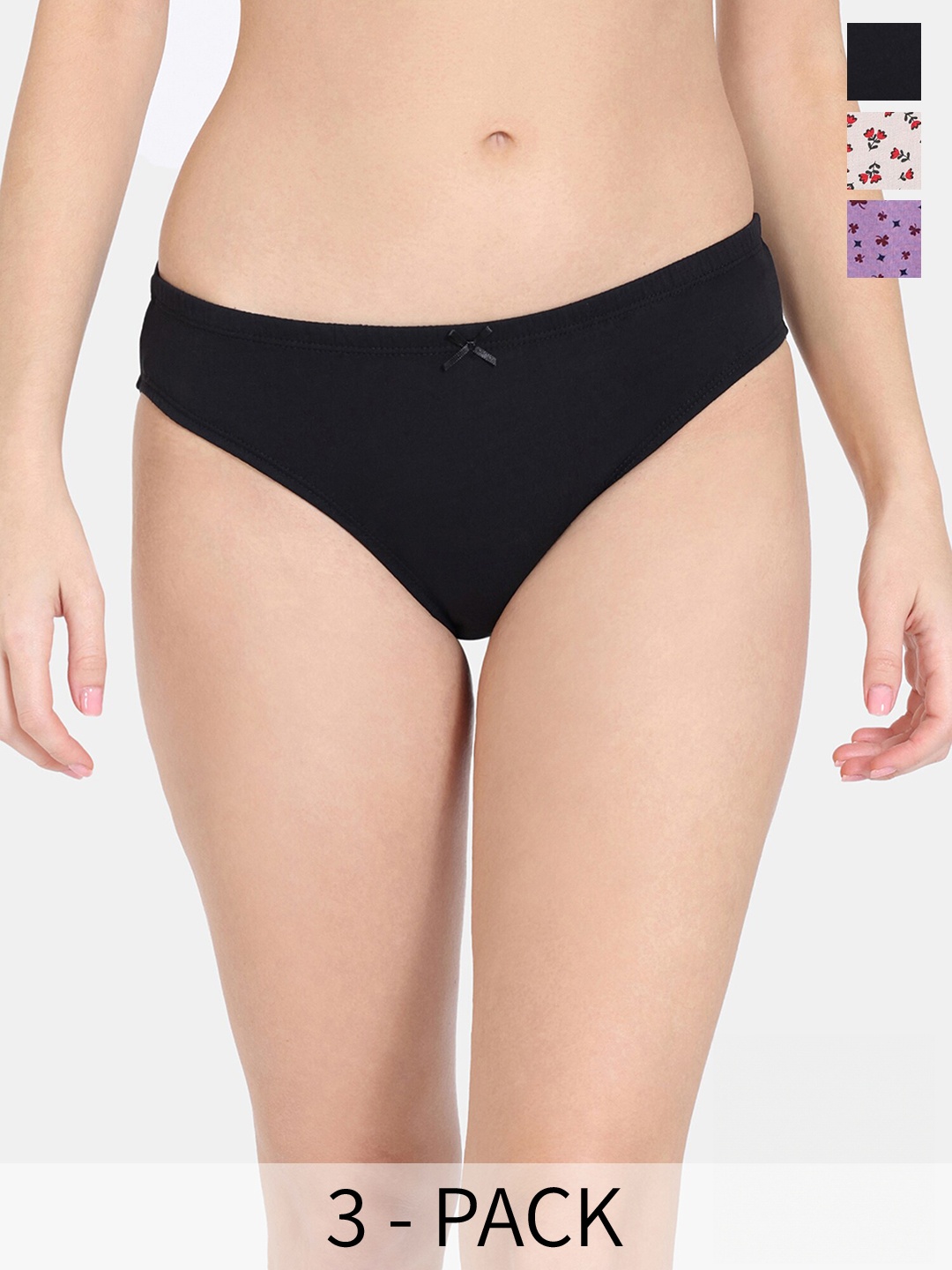 

Rosaline by Zivame Pack Of 3 Cotton Hipster Briefs, Purple