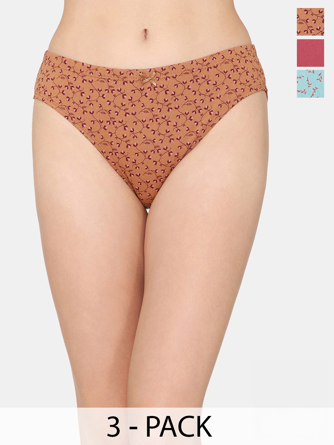 

Rosaline by Zivame Pack Of 3 Cotton Bikini Briefs, Green