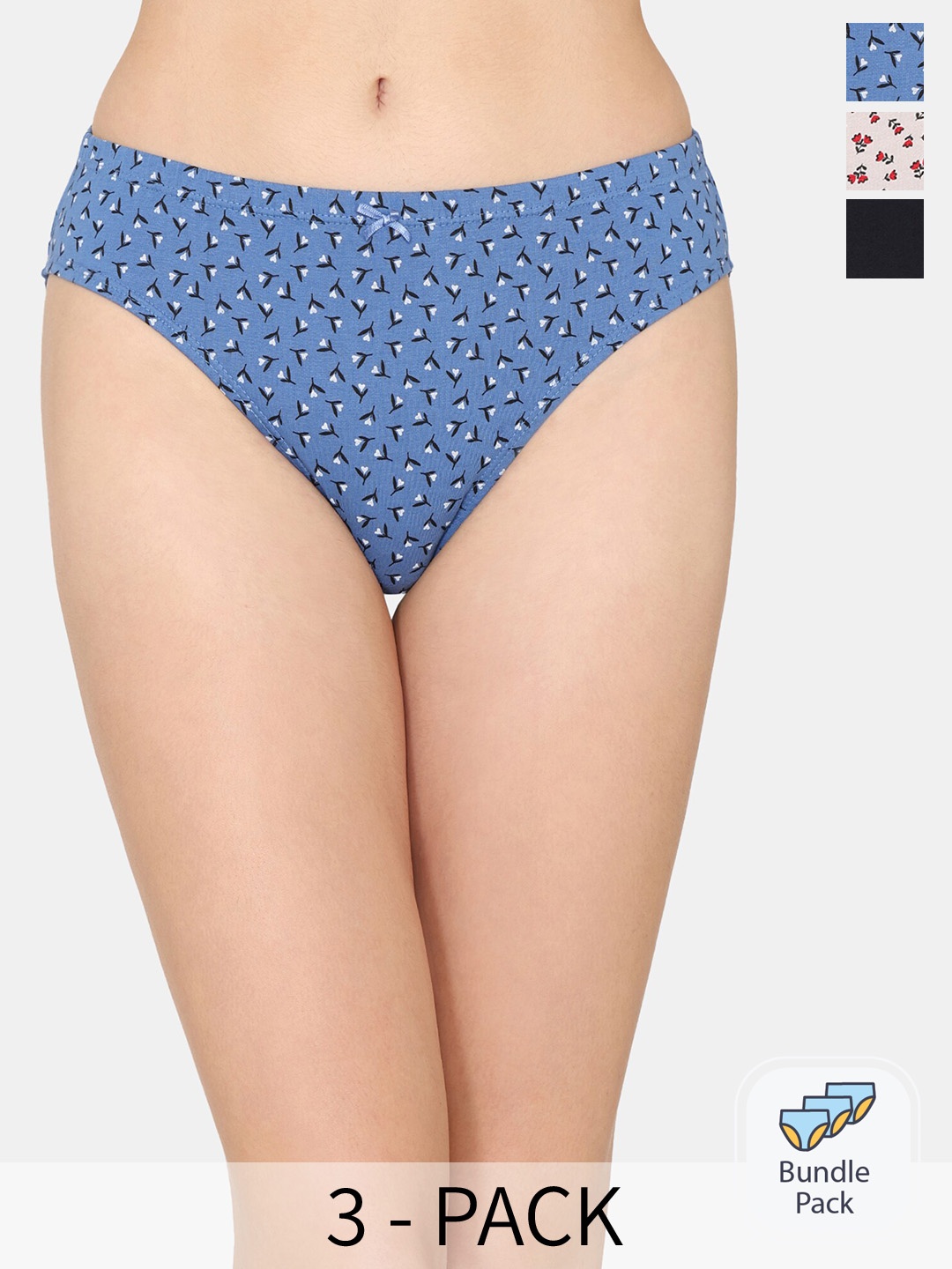 

Rosaline by Zivame Pack Of 3 Anti-Microbial Cotton Bikini Briefs, Blue