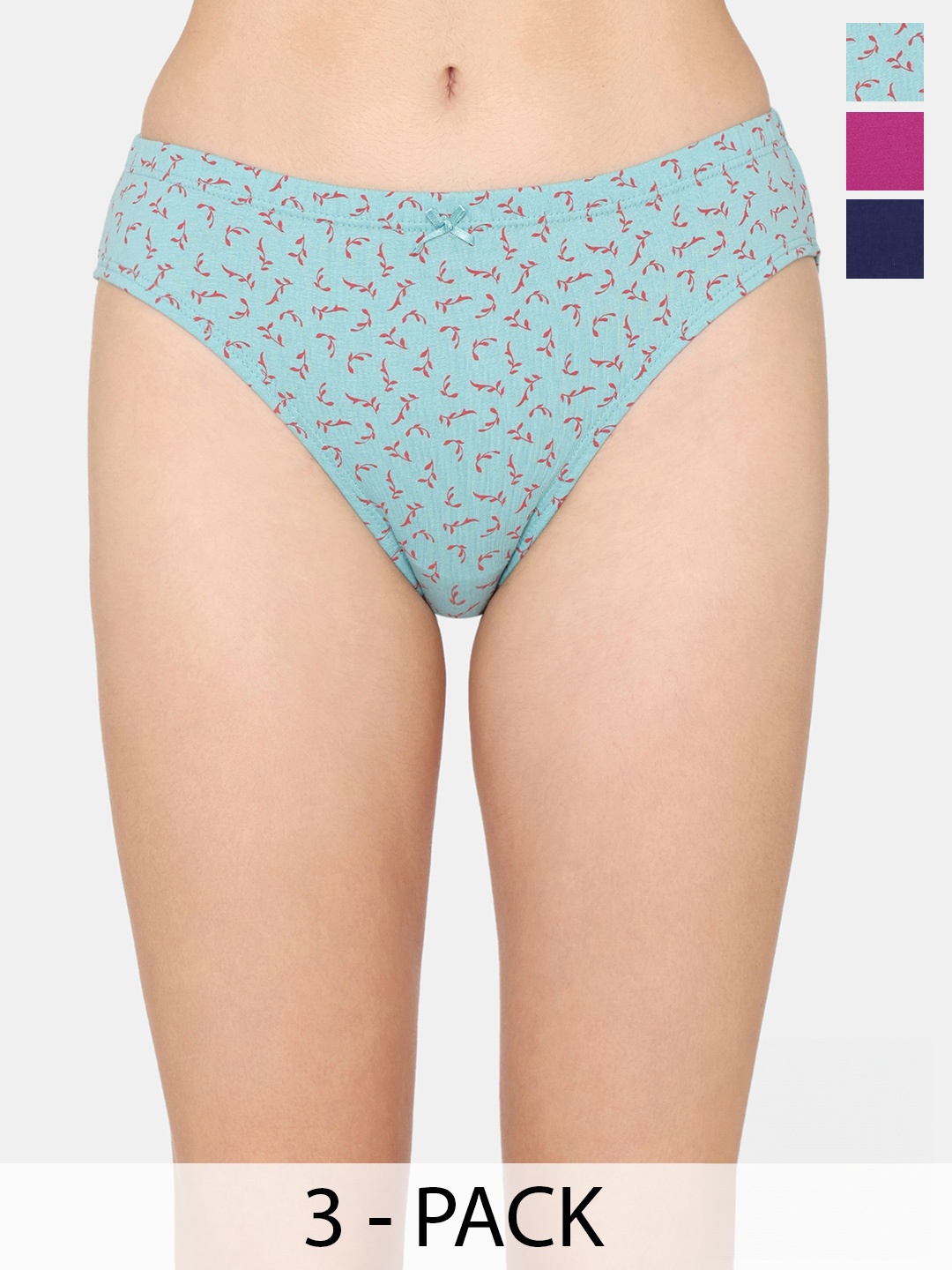 

Rosaline by Zivame Pack Of 3 Cotton Anti-Microbial Bikini Briefs, Purple