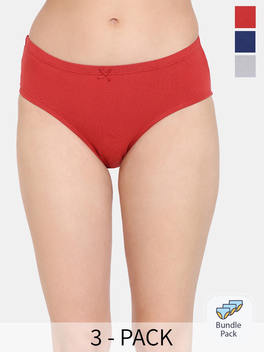 

Rosaline by Zivame Pack Of 3 Cotton Anti-Microbial Bikini Briefs, Navy blue