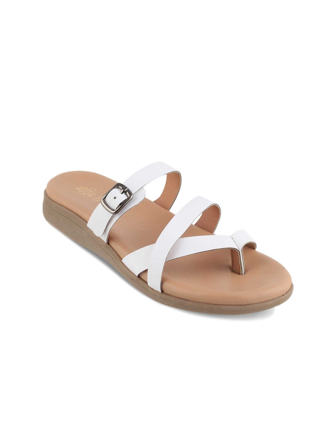 

Tresmode Open Toe Flats With Buckles, White