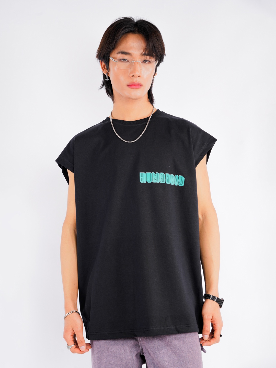 

UNRL Printed Pure Cotton Relaxed Fit Longline T-shirt, Black