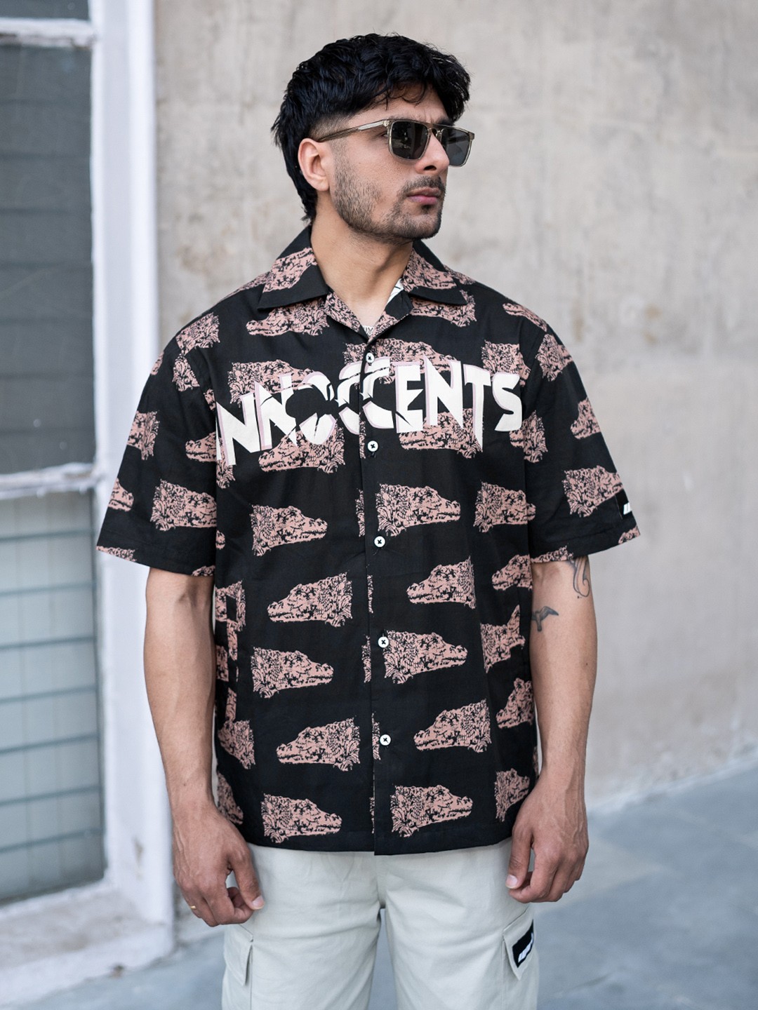 

UNRL Pure Cotton Printed Casual Shirt, Brown