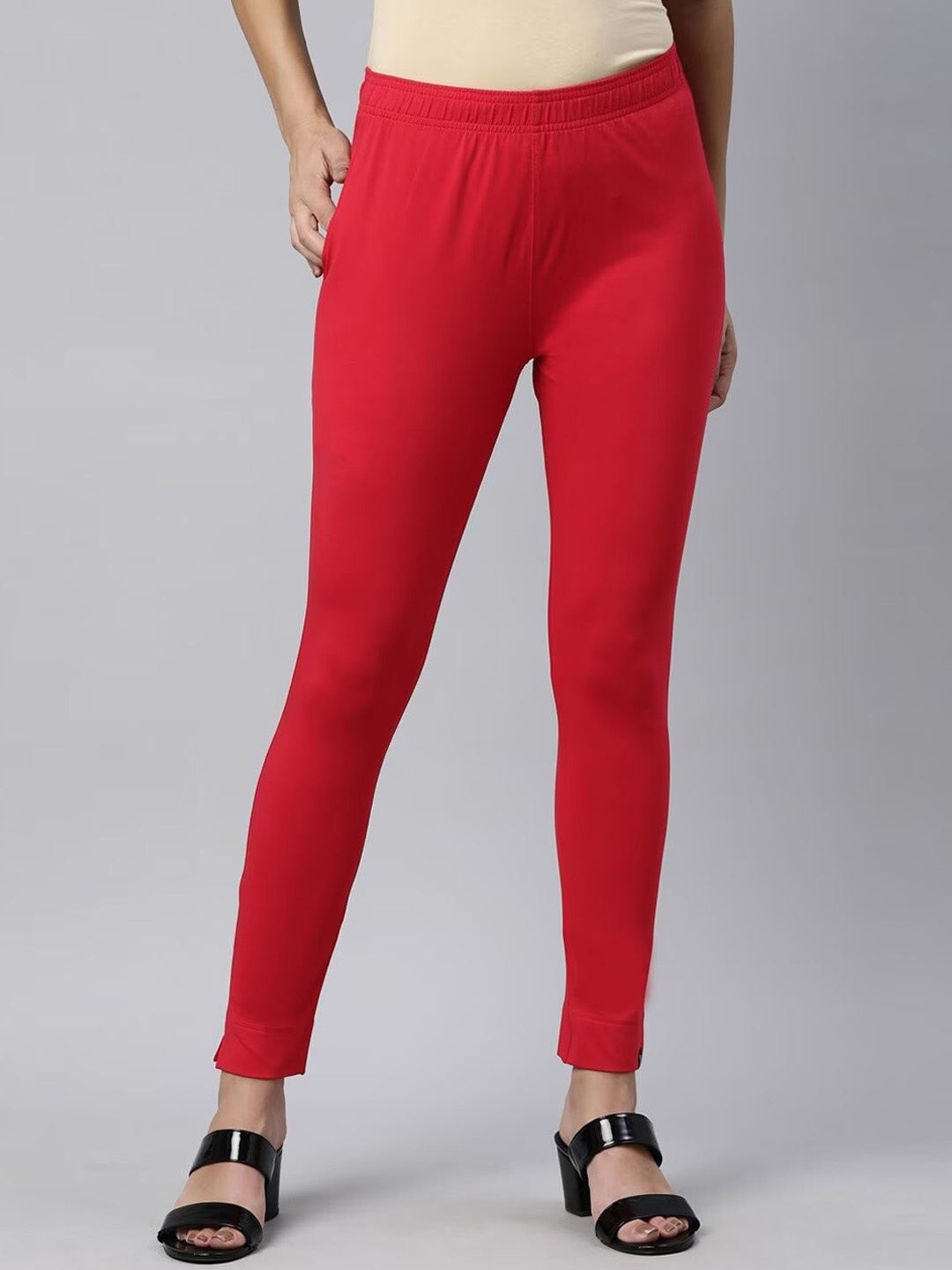 

TWIN BIRDS Churidar-Length Leggings, Red