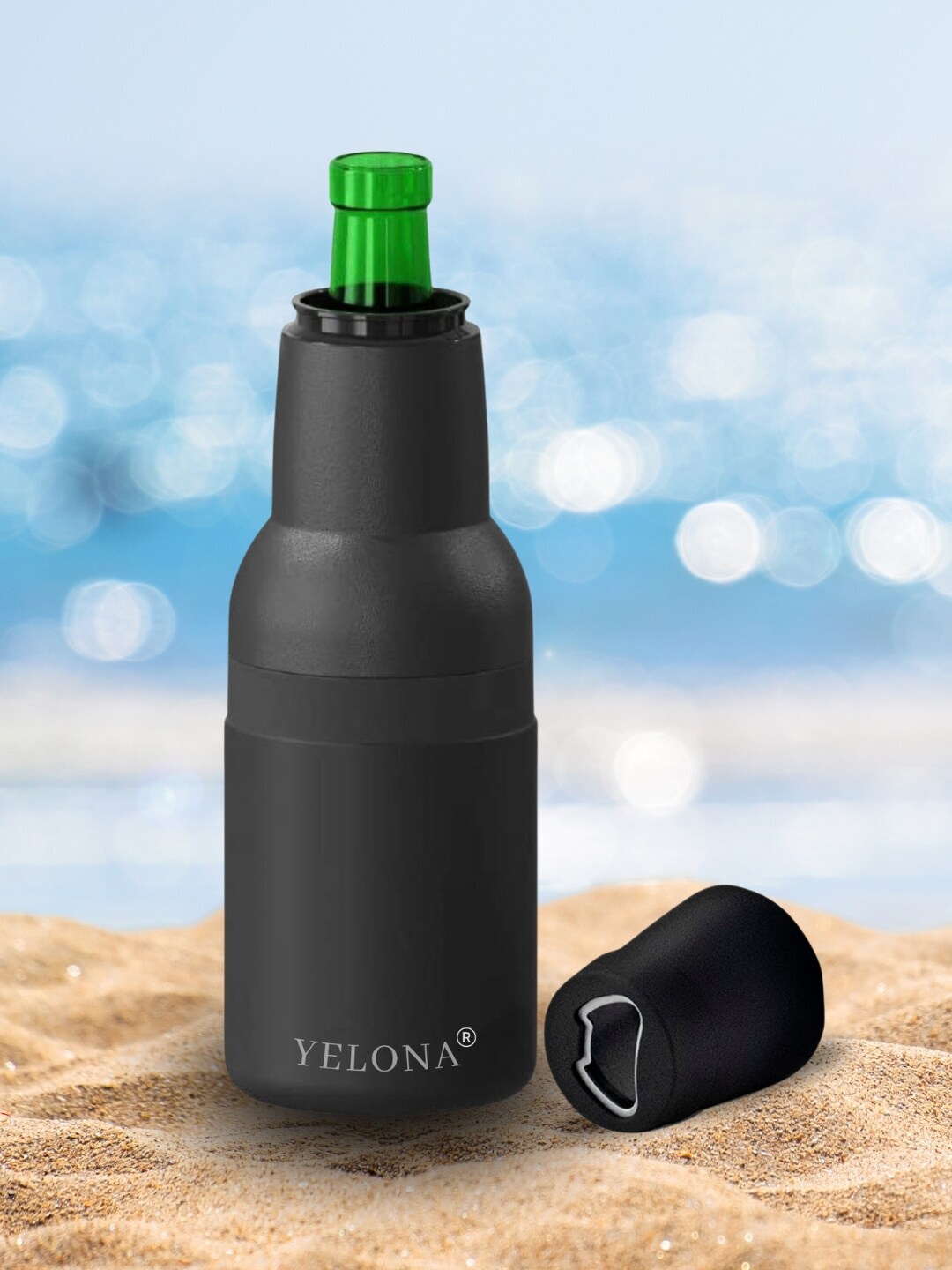 

YELONA Insulated Stainless Steel Frosty Beer Bottle Chiller - 330ml, Black