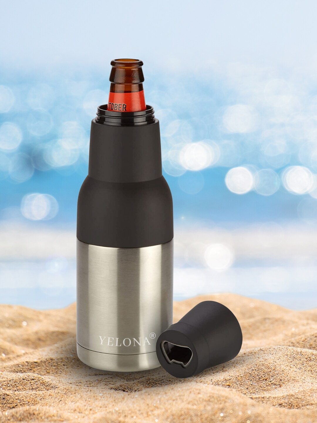 

YELONA Insulated Stainless Steel Frosty Beer Bottle/Can Chiller, Silver
