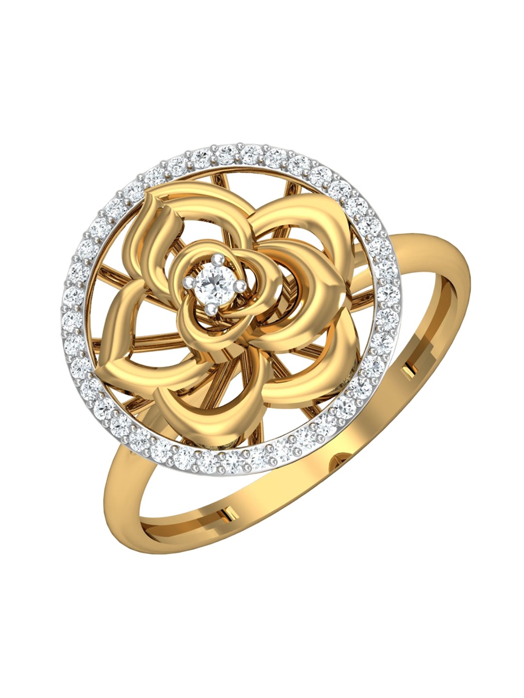 

KUBERBOX 18KT Gold Diamond Studded Ring-2.55gm