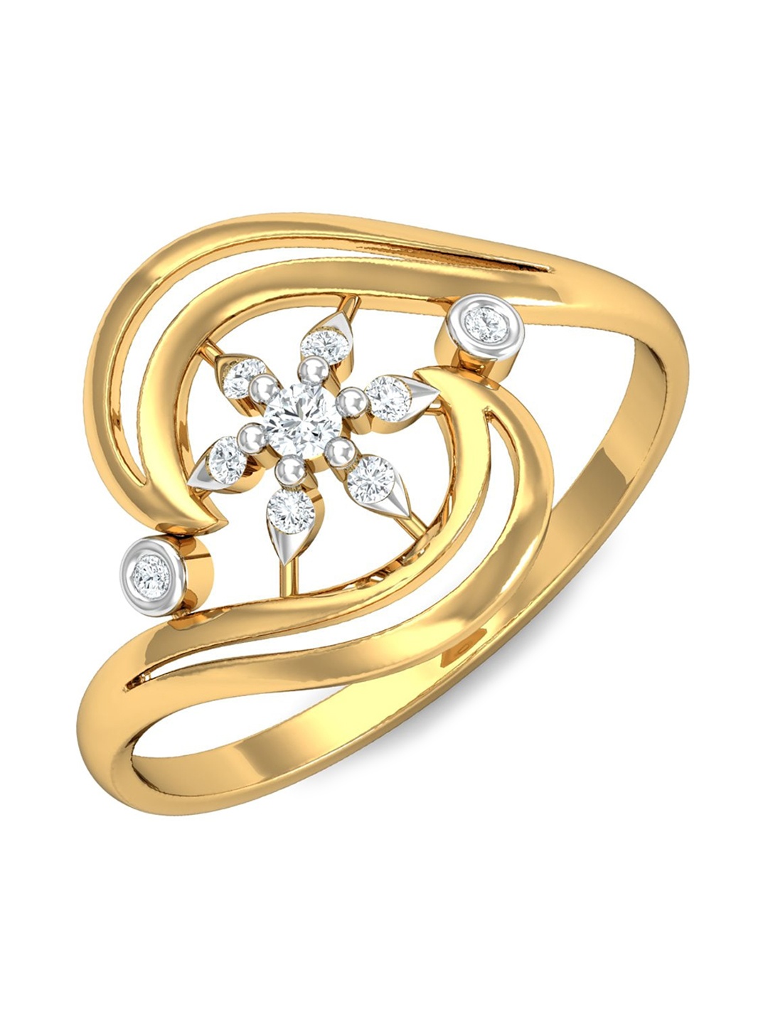 

KUBERBOX 18KT Gold Diamond Studded Ring-1.68gm