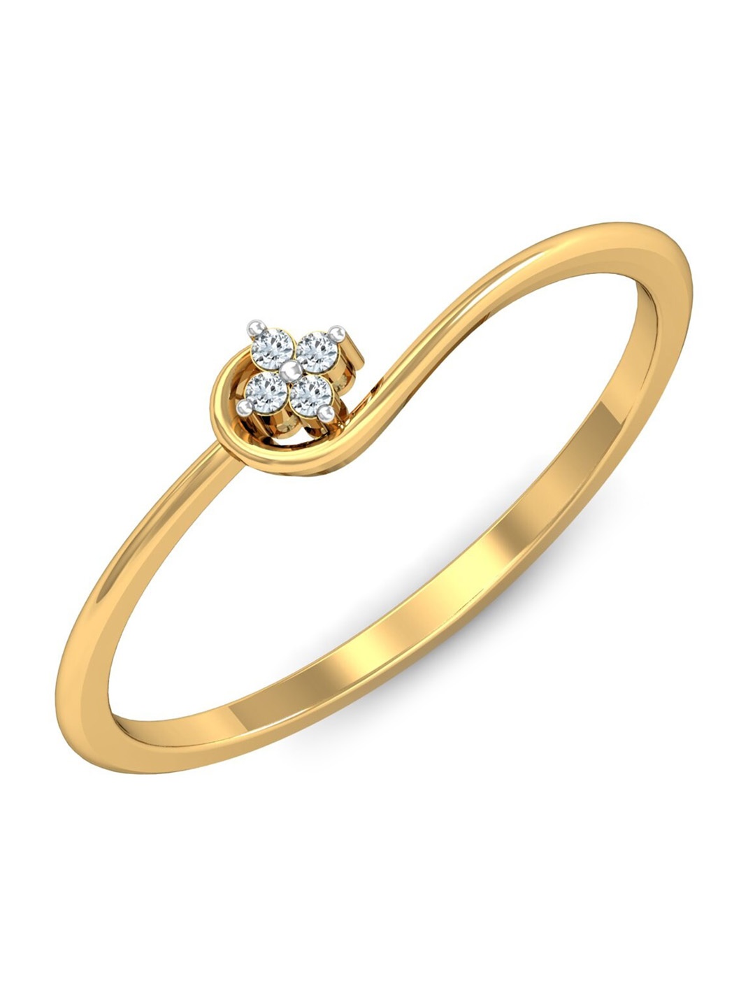 

KUBERBOX 18KT Gold Diamond Studded Ring-0.8gm
