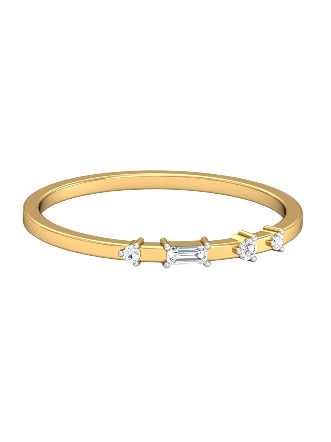 KUBERBOX 18KT Gold Diamond Studded Ring-0.96gm