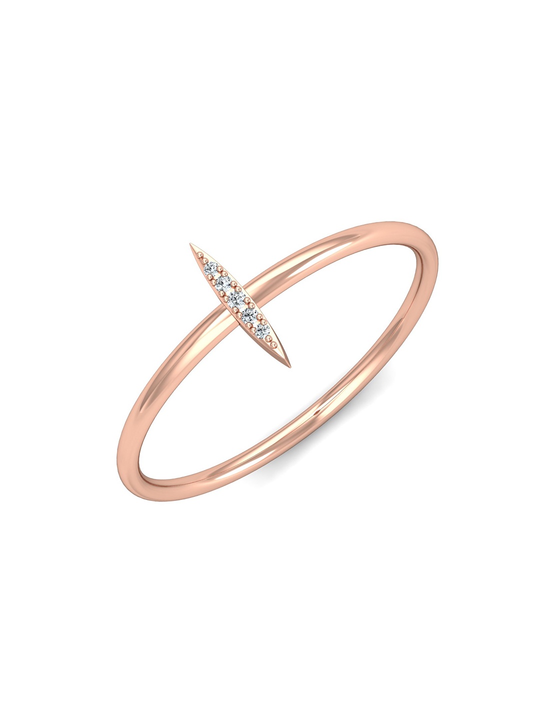 

KUBERBOX 18KT Rose Gold Diamond Studded Ring-0.84gm